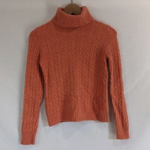 Orange J Crew Merino Angora and Cashmere blend Cable Knit Turtleneck Swe…